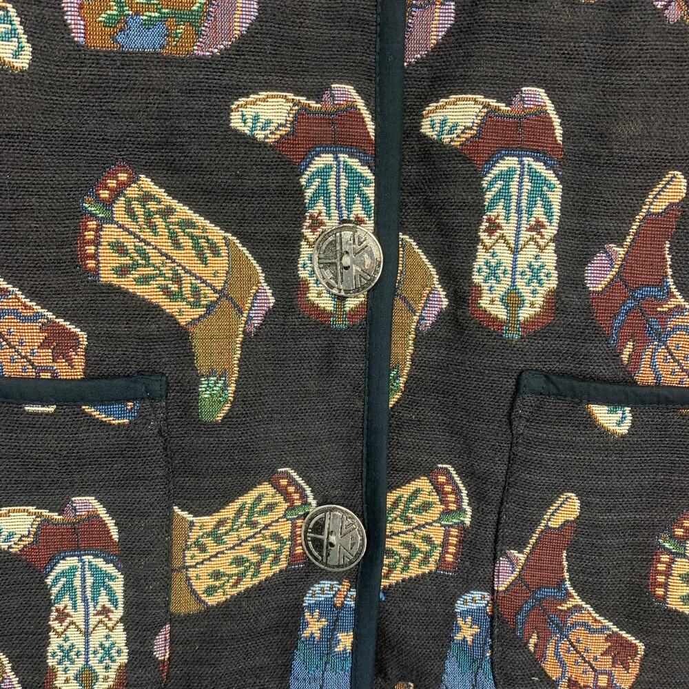 Vintage 1990's Jane Ashley M Cowboy Boot Tapestry Jacket Western Concho Rodeo - Picture 3 of 7